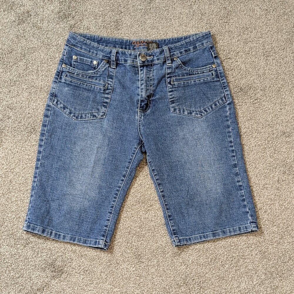 GAZOZ JEANS Blue Denim Mid-Rise Stretch Bermuda Jean Shorts; Size 11/12